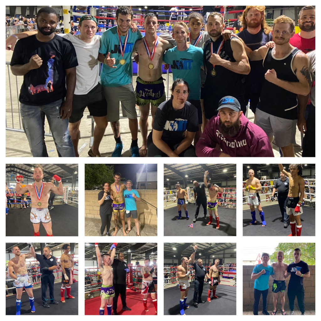 Fight team collage with medals and ring moments